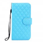 Wholesale Samsung Galaxy S6 Quilted Flip Leather Wallet Case with Strap (Blue)